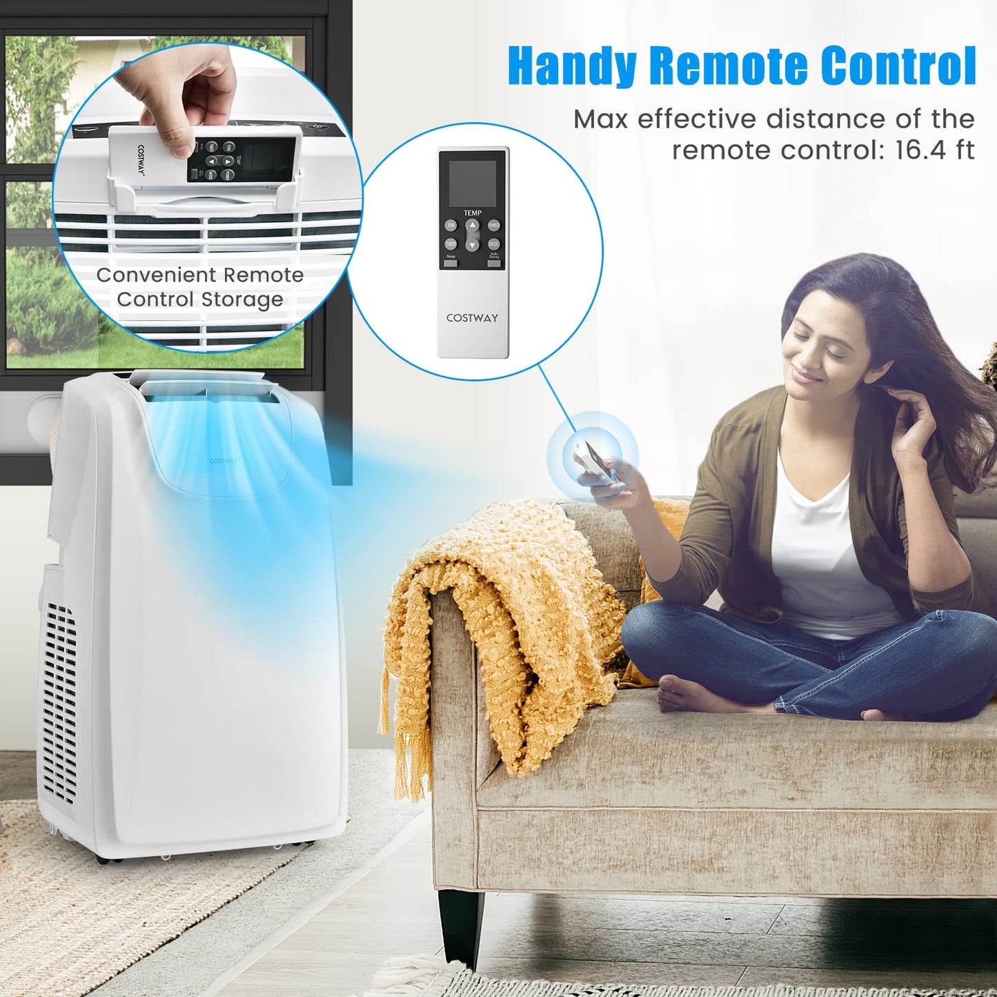 Tangkula 12000 BTU Portable Air Conditioner, with Dual Hose, Remote Control - FP10234US-WH