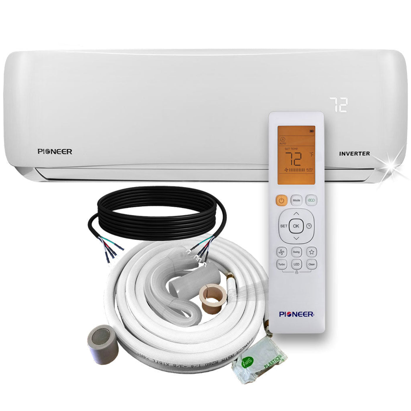 Pioneer Multi Zone 12,000 BTU Quantum Series Wall Mount Indoor Section Split Inverter++ Air Conditioner Heat Pump 230V - WS012GMFI22HLE-10