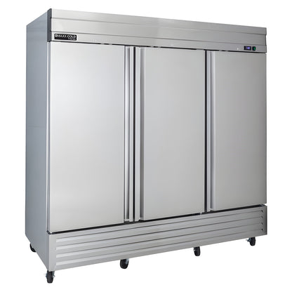 Maxx Cold V-Series 3 Door Reach-In Freezer, Bottom Mount, in Stainless Steel - MVF-72FDHC