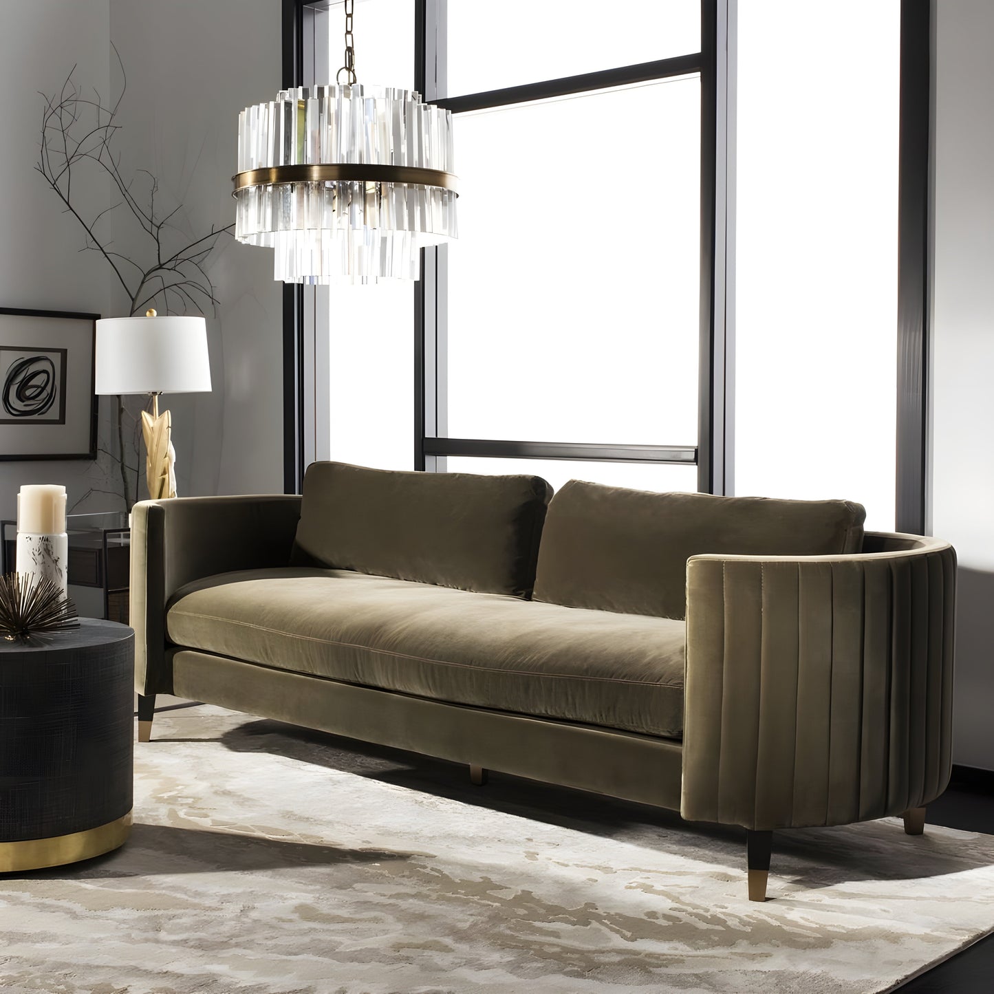 Modway Furniture Winford Velvet Sofa - Luxurious Modern Design with Plush Upholstery and Strong Hardwood Frame