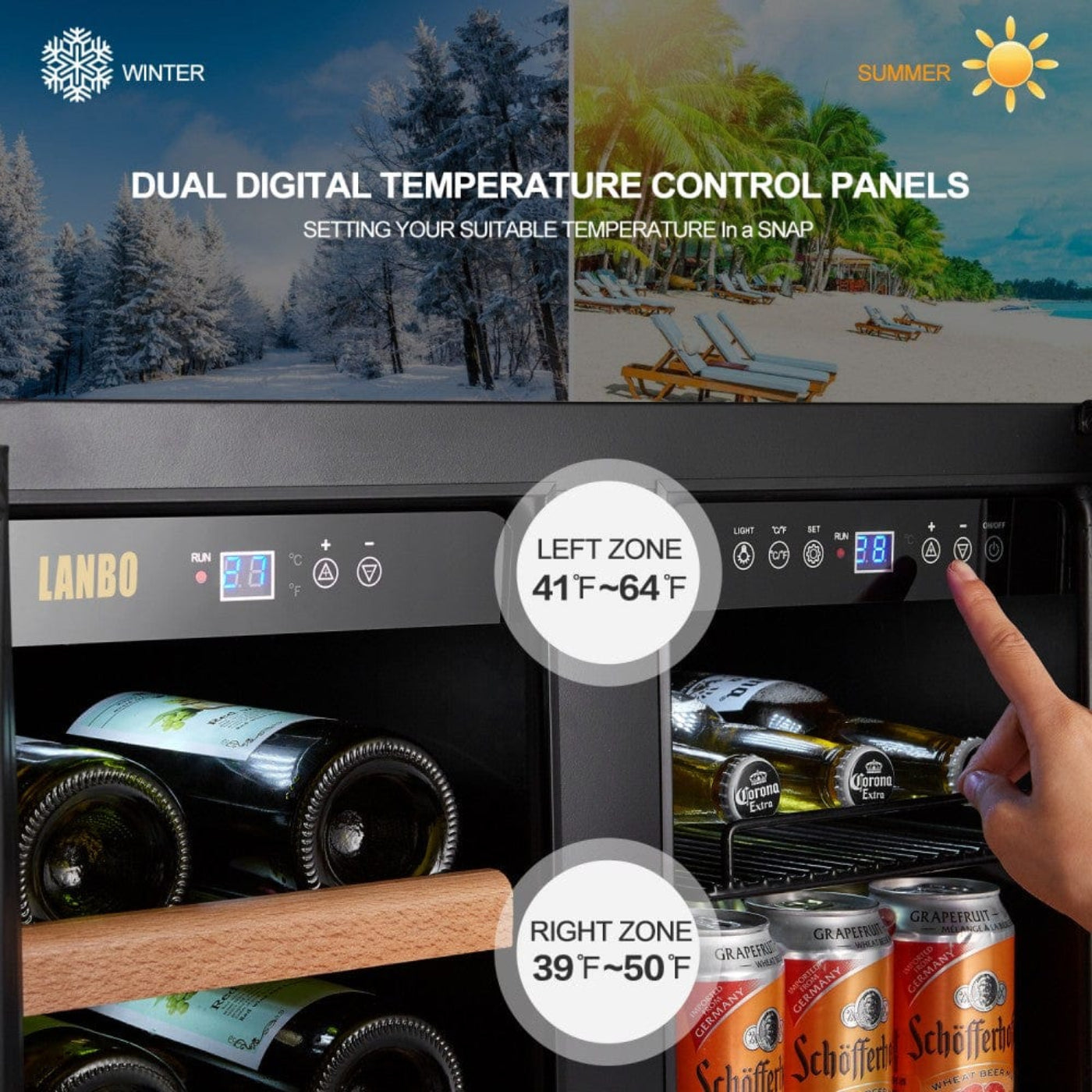 Lanbo 30" Dual Zone Wine and Beverage Coolers - LW3370B