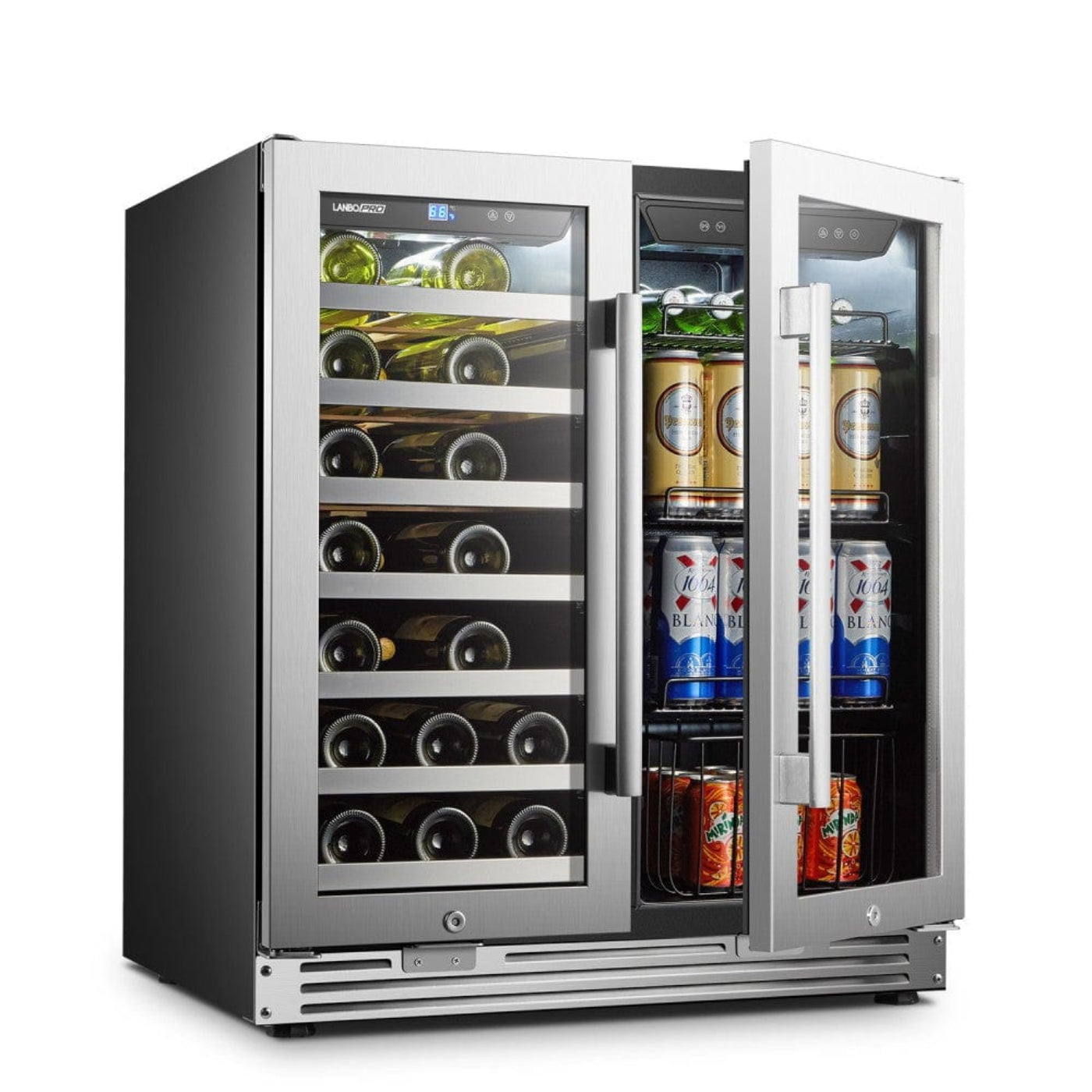 Lanbo Pro 30"  Dual Zone Stainless Steel Wine and Beverage Coolers - LP66B