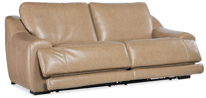 Modway Furniture Wayward Power Sofa - Luxurious Power Recline & Adjustable Headrest in Latte Leather for Relaxation