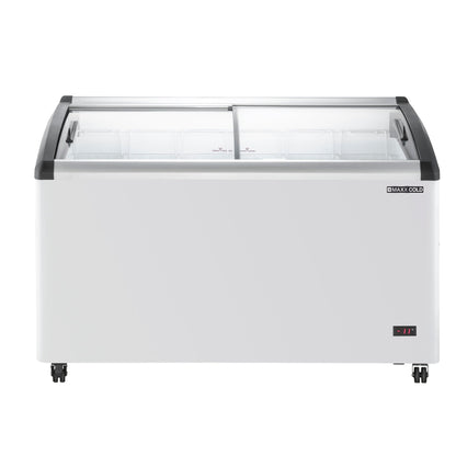 Maxx Cold Curved Glass Top Chest Freezer Display, 53.2"W, 9.96 cu. ft. Storage Capacity, Equipped with (6) Wire Baskets, in White - MXF54CHC-6