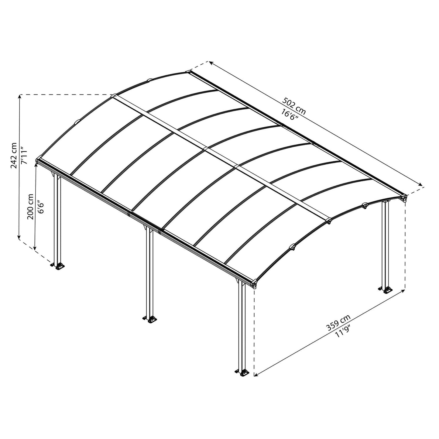 Palram Canopia | Arcadia 5000 Carport 12x16 ft - HG9100