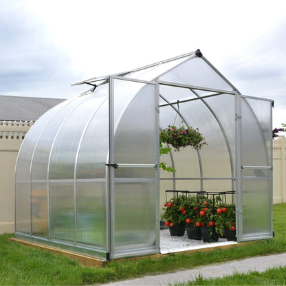 Palram Canopia | Bella Greenhouse 8 Ft Wide - Silver With 6mm Twin-wall Polycarbonate Glazing - HG5408