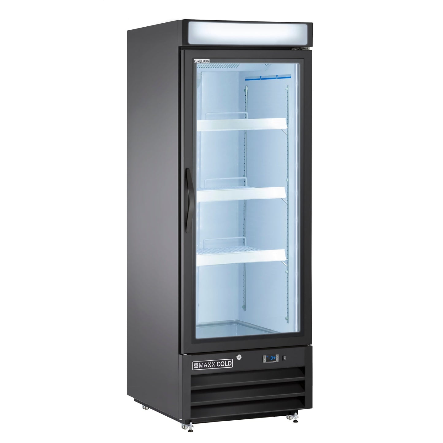 Maxx Cold Single Glass Door Merchandiser Freezer, Free Standing, 25"W, 16 cu. ft. Storage Capacity, in Black - MXM1-16FBHC