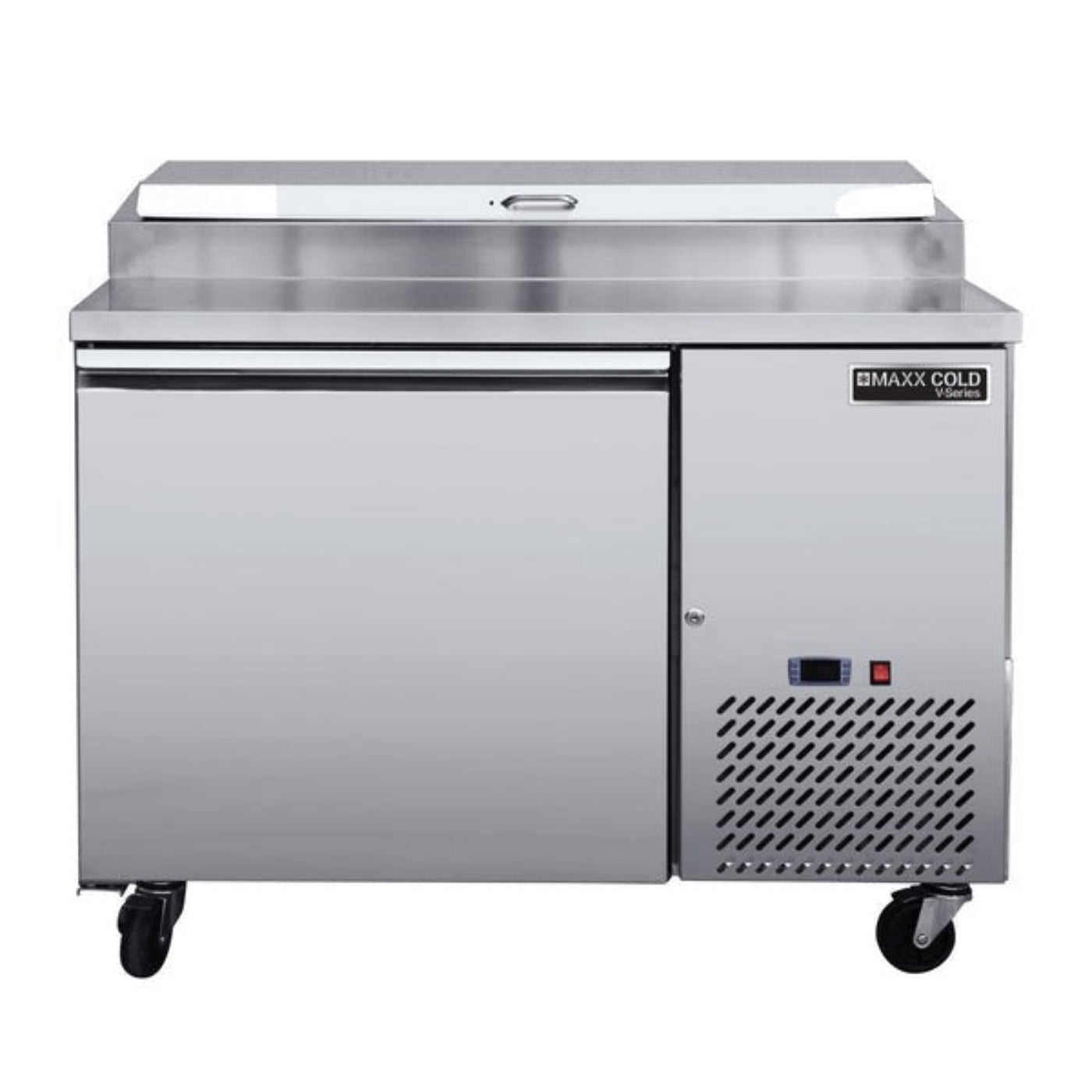 Maxx Cold V-Series 1 Door Refrigerated Pizza Prep Table, in Stainless Steel - MVPP50HC