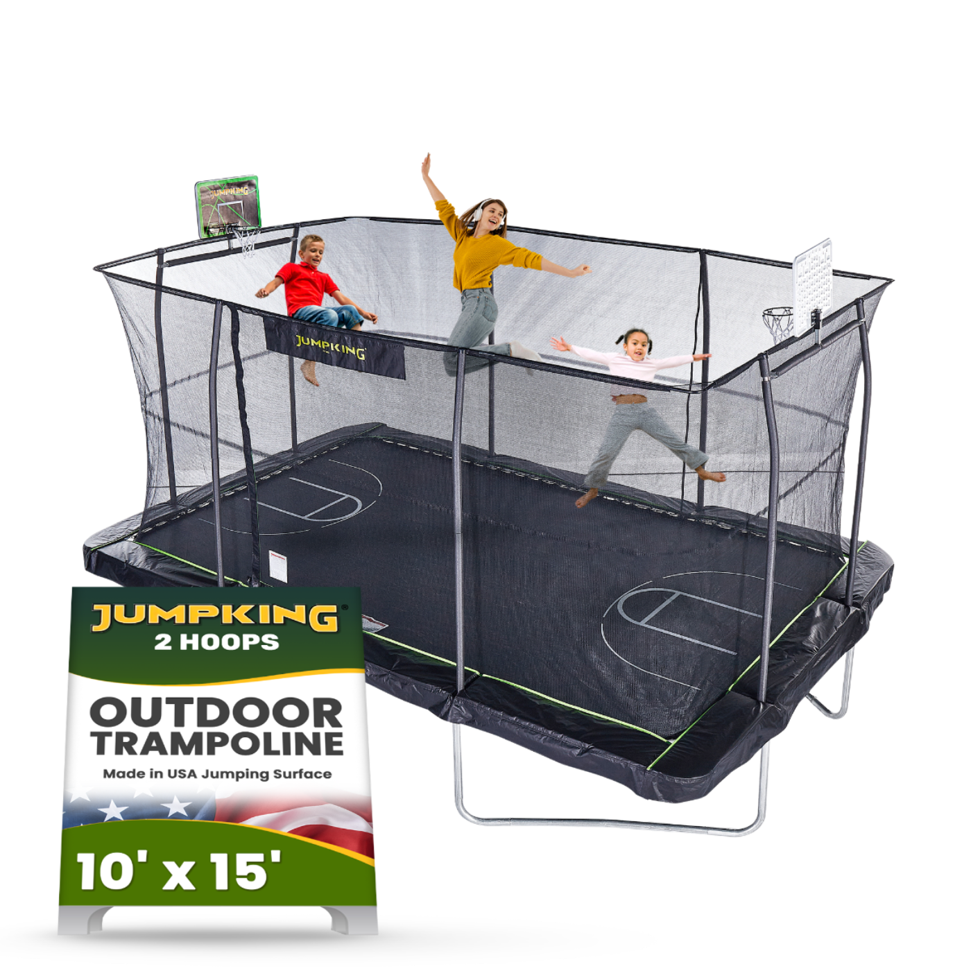 JumpKing 10' X 15' Rectangle Combo with Two Basketball Hoop  Model -  JK1015RCBHC2