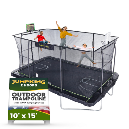 JumpKing 10' X 15' Rectangle Combo with Two Basketball Hoop  Model -  JK1015RCBHC2