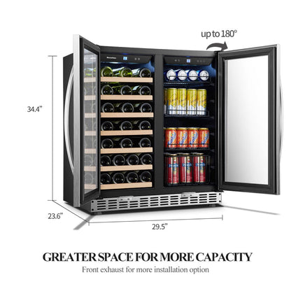 Lanbo Sinoartizan 30" Dual Zone Stainless Steel Wine and Beverage Coolers - ST-66B