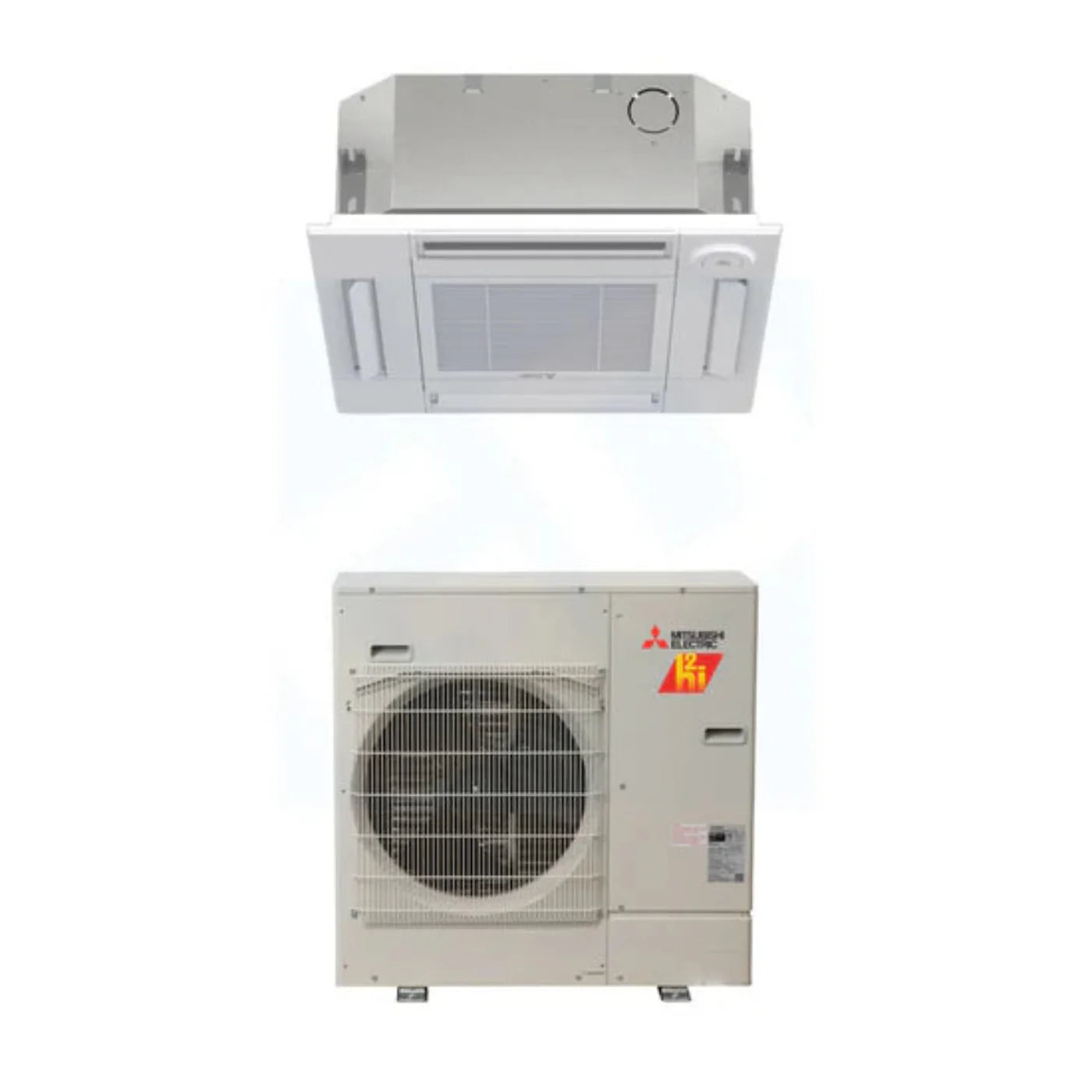 Mitsubishi SLZ-AF09NL & SUZ-AA09NLHZ 9,000 BTU 16.6 SEER2 Four-Way Ceiling Cassette Hyper Heating Heat Pump System (w/ Standard Grille) - R454B - SUZAA09NLHZ