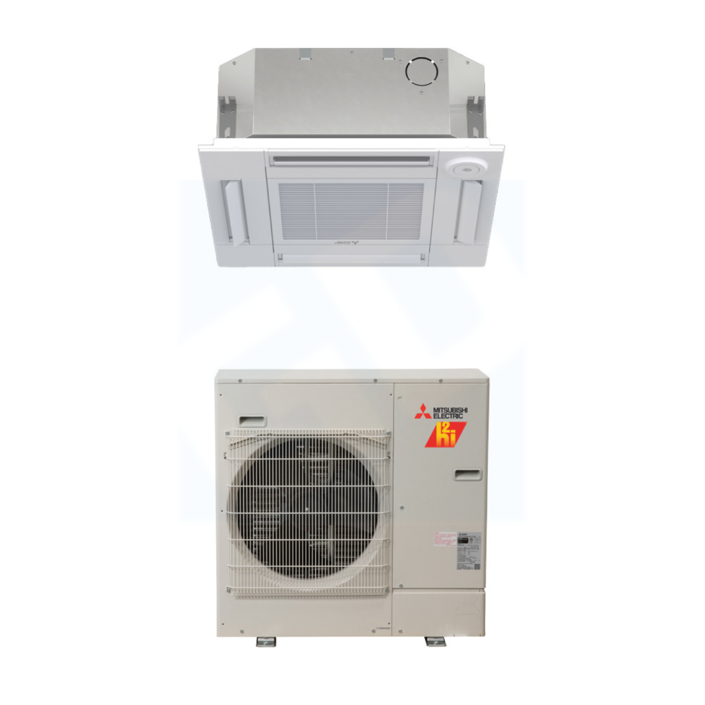 Mitsubishi SLZ-AF12NL & SUZ-AA12NLHZ 12,000 BTU 16.8 SEER2 Four-Way Ceiling Cassette Hyper Heating Heat Pump System (w/ Standard Grille) - R454B - SLZAF12NL/SLP18FAU/SUZAA12NLHZ