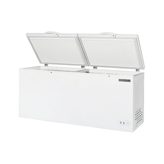 Maxx Cold Extra Large Chest Freezer with Split Top, 79"W, 23.6 cu ft. Storage Capacity, Locking Lids, Garage Ready, in White - MXSH23.6SHC