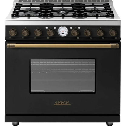 Superiore Deco 36-Inch Dual Fuel Freestanding Range in Cream Matte with Bronze Trim - RD361SCC_B_