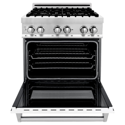 ZLINE Kitchen and Bath 30 in. Professional Gas Burner/Electric Oven Stainless Steel Range with White Matte Door, RA-WM-30