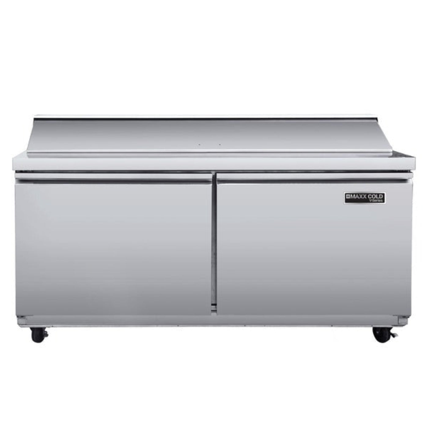 Maxx Cold V-Series 2 Door Refrigerated Sandwich and Salad Prep Station, in Stainless Steel - MVR60SHC
