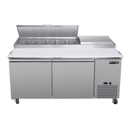 Maxx Cold V-Series 2 Door Refrigerated Pizza Prep Table, in Stainless Steel - MVPP70HC