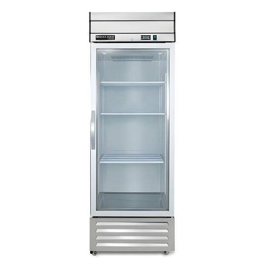 Maxx Cold V-Series 1 Glass Door Reach-In Refrigerator, Bottom Mount, in Stainless Steel - MVR-23GDHC