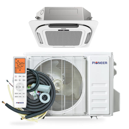 Pioneer Quantum Ultra 12,000 BTU 22 SEER2 230V Ceiling Cassette Ductless Mini-Split Air Conditioner Inverter Heat Pump Full Set - CYT012GLSI24RL