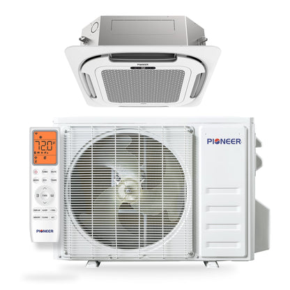 Pioneer Quantum Ultra 12,000 BTU 22 SEER2 230V Ceiling Cassette Ductless Mini-Split Air Conditioner Inverter Heat Pump Full Set - CYT012GLSI24RL