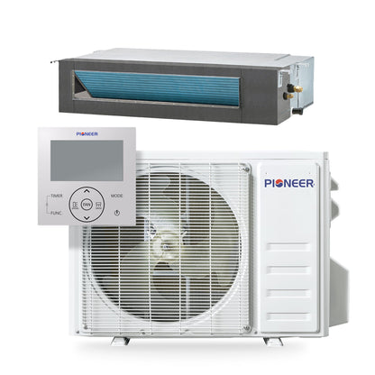 Pioneer Quantum Ultra 12,000 BTU 18.5 SEER2 230V Ceiling Concealed Ducted Mini-Split Air Conditioner Inverter Heat Pump Full Set - RYT012GLSI24RL