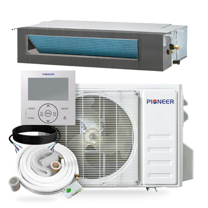 Pioneer Quantum Ultra 24,000 BTU 19 SEER2 230V Ceiling Concealed Ducted Mini-Split Air Conditioner Inverter Heat Pump Full Set - RYT024GLSI24RL-10F