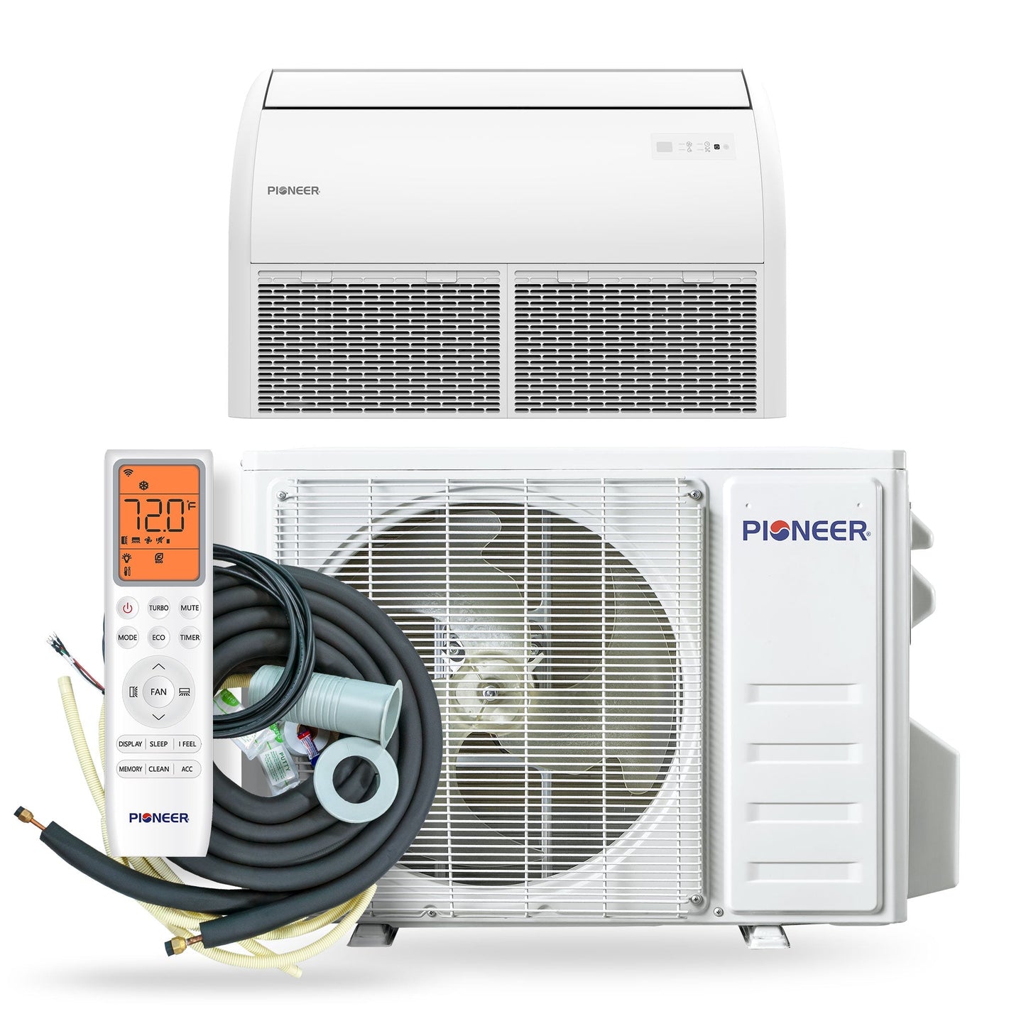 Pioneer Quantum Ultra 18,000 BTU 23 SEER2 230V High-Wall Ductless Energy-Star Mini-Split Air Conditioner Inverter Heat Pump Full Set - WYT018GLSI24RL-10S