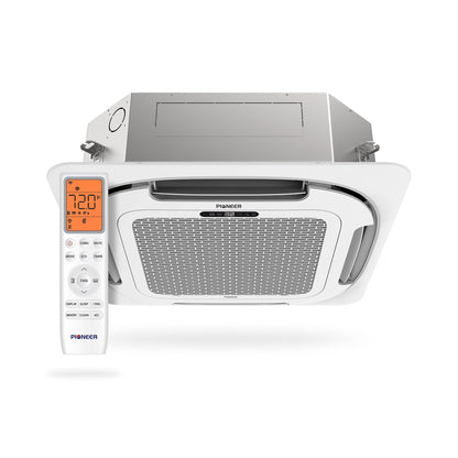 Pioneer® Multi Zone 12,000 BTU Quantum Ultra Ceiling Cassette Indoor Section Ductless Mini-Split Wi-Fi Inverter++ Air Conditioner Heat Pump 230V - CT012GLSILCFHG-10S