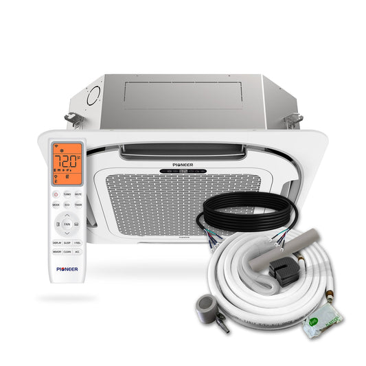 Pioneer® Multi Zone 12,000 BTU Quantum Ultra Ceiling Cassette Indoor Section Ductless Mini-Split Wi-Fi Inverter++ Air Conditioner Heat Pump 230V - CT012GLSILCFHG-10S