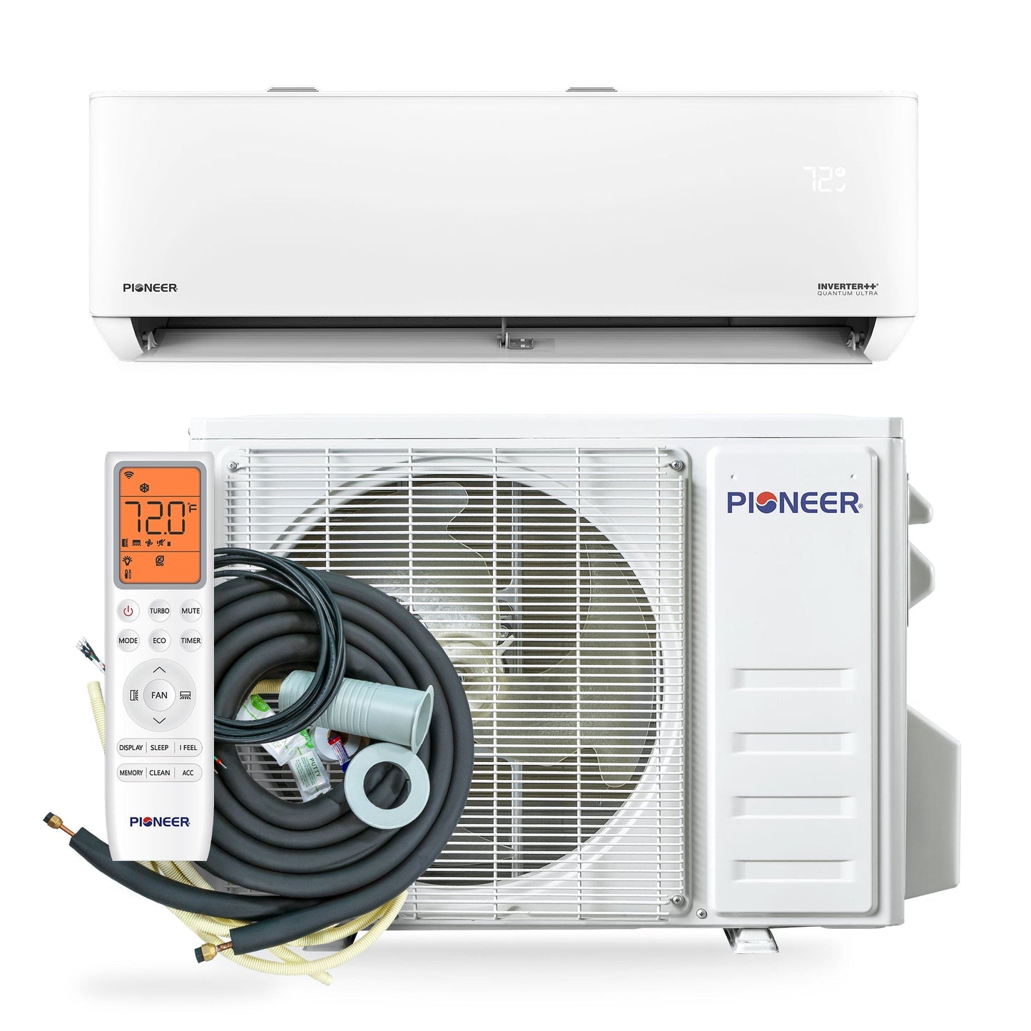 Pioneer Quantum Ultra 12,000 BTU 23 SEER2 115V High-Wall Ductless Energy-Star Mini-Split Air Conditioner Inverter Heat Pump Full Set - WYT012ALSI24RL