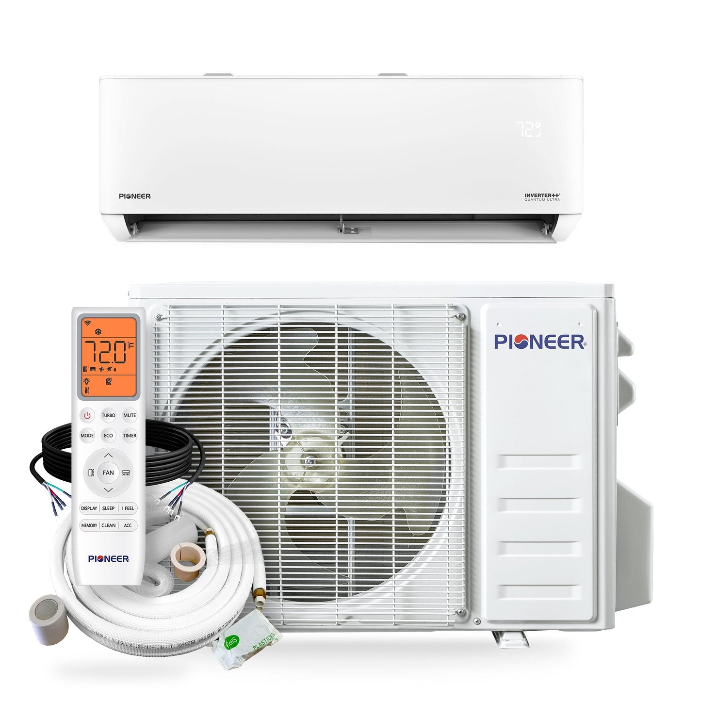 Pioneer Quantum Ultra 12,000 BTU 23 SEER2 115V High-Wall Ductless Energy-Star Mini-Split Air Conditioner Inverter Heat Pump Full Set - WYT012ALSI24RL