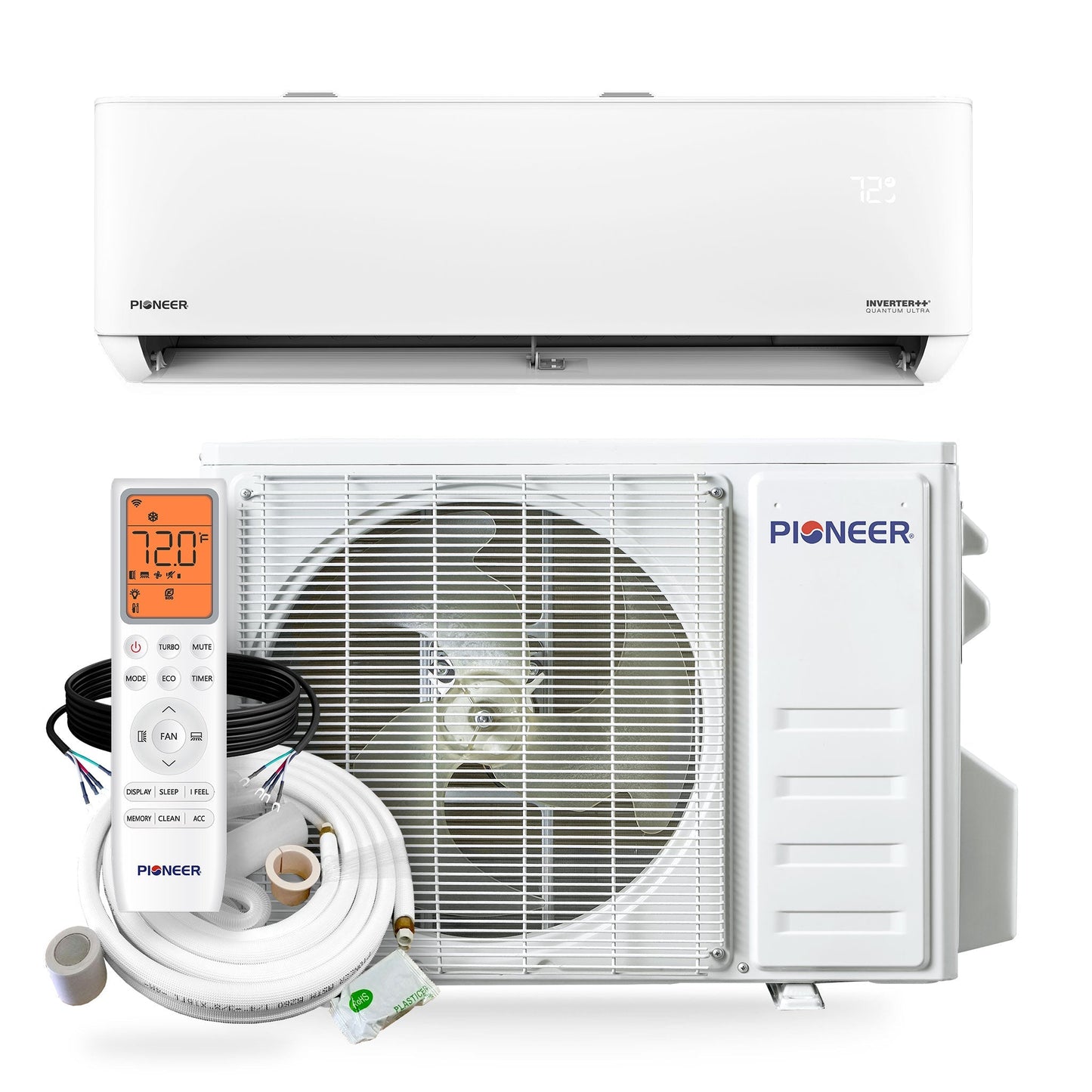 Pioneer Quantum Ultra 24,000 BTU 23 SEER2 230V High-Wall Ductless Energy-Star Mini-Split Air Conditioner Inverter Heat Pump Full Set - WYT024GLSI24RL
