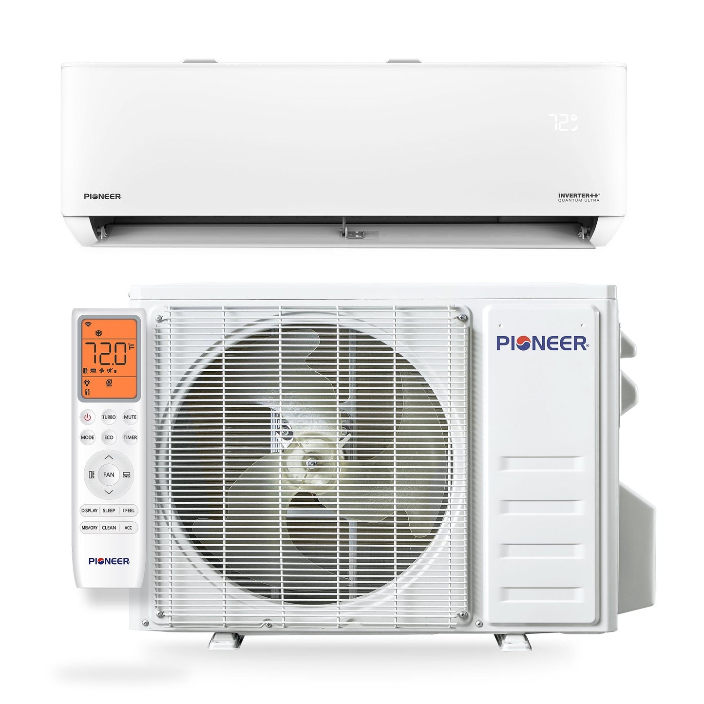 Pioneer Quantum Ultra 18,000 BTU 23 SEER2 230V High-Wall Ductless Energy-Star Mini-Split Air Conditioner Inverter Heat Pump Full Set - WYT018GLSI24RL-10S