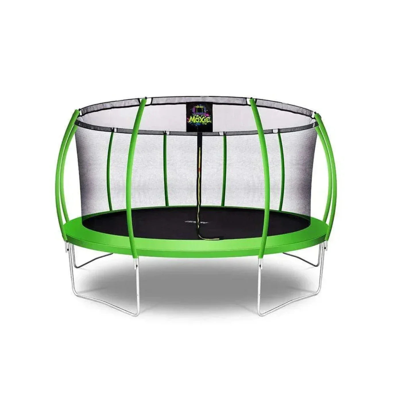 Upper Bounce Moxie™ Pumpkin-Shaped Outdoor Trampoline Set with Premium Top-Ring Frame Safety Enclosure, 15 Ft - Green Apple - Mxsf03-15-Ga