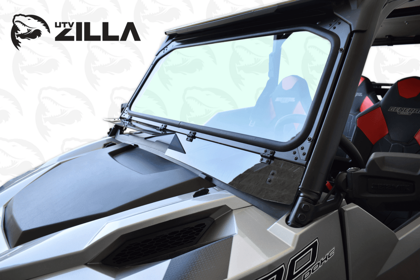 UTVZILLA Polaris General Vented Glass Windshield (2016+) - ZL-GEN-WS-GLS-BLK-N