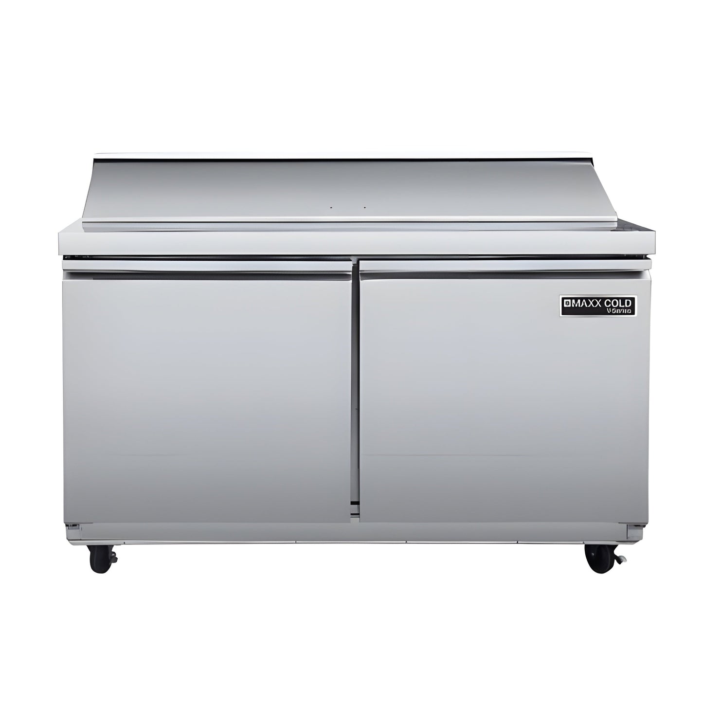Maxx Cold V-Series 2 Door Refrigerated Sandwich and Salad Prep Station, in Stainless Steel - MVR48SHC