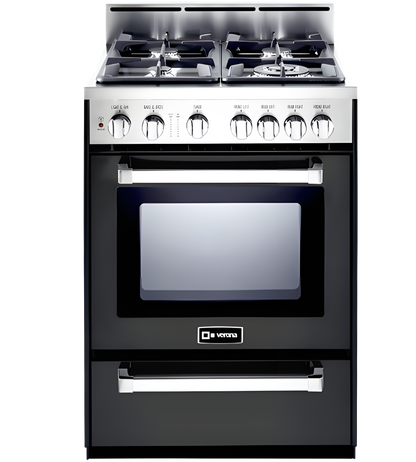 Verona - 24" Gas Range - 4 Burners - Stainless Steel, White, Matte Black - VEFSGG244NSS