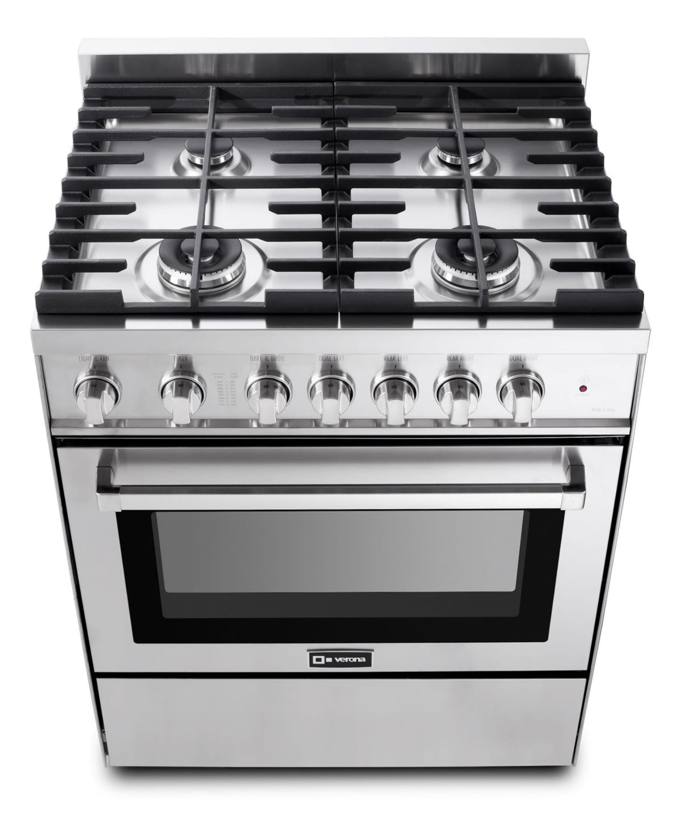 Verona - 30" Gas Range - 4 Burners - Stainless Steel, White, Matte Black - VEFSGG304NSS