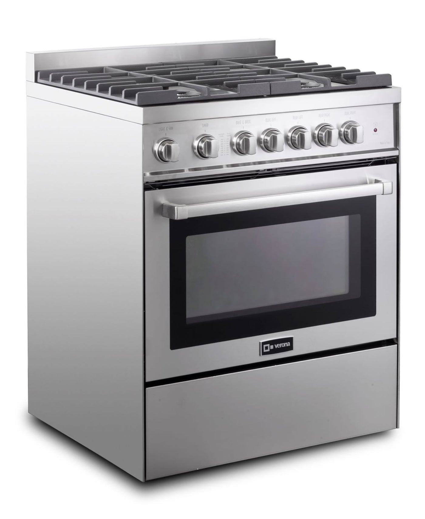 Verona - 30" Gas Range - 4 Burners - Stainless Steel, White, Matte Black - VEFSGG304NSS