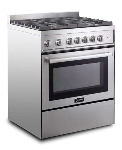 Verona - 30" Gas Range - 4 Burners - Stainless Steel, White, Matte Black - VEFSGG304NSS