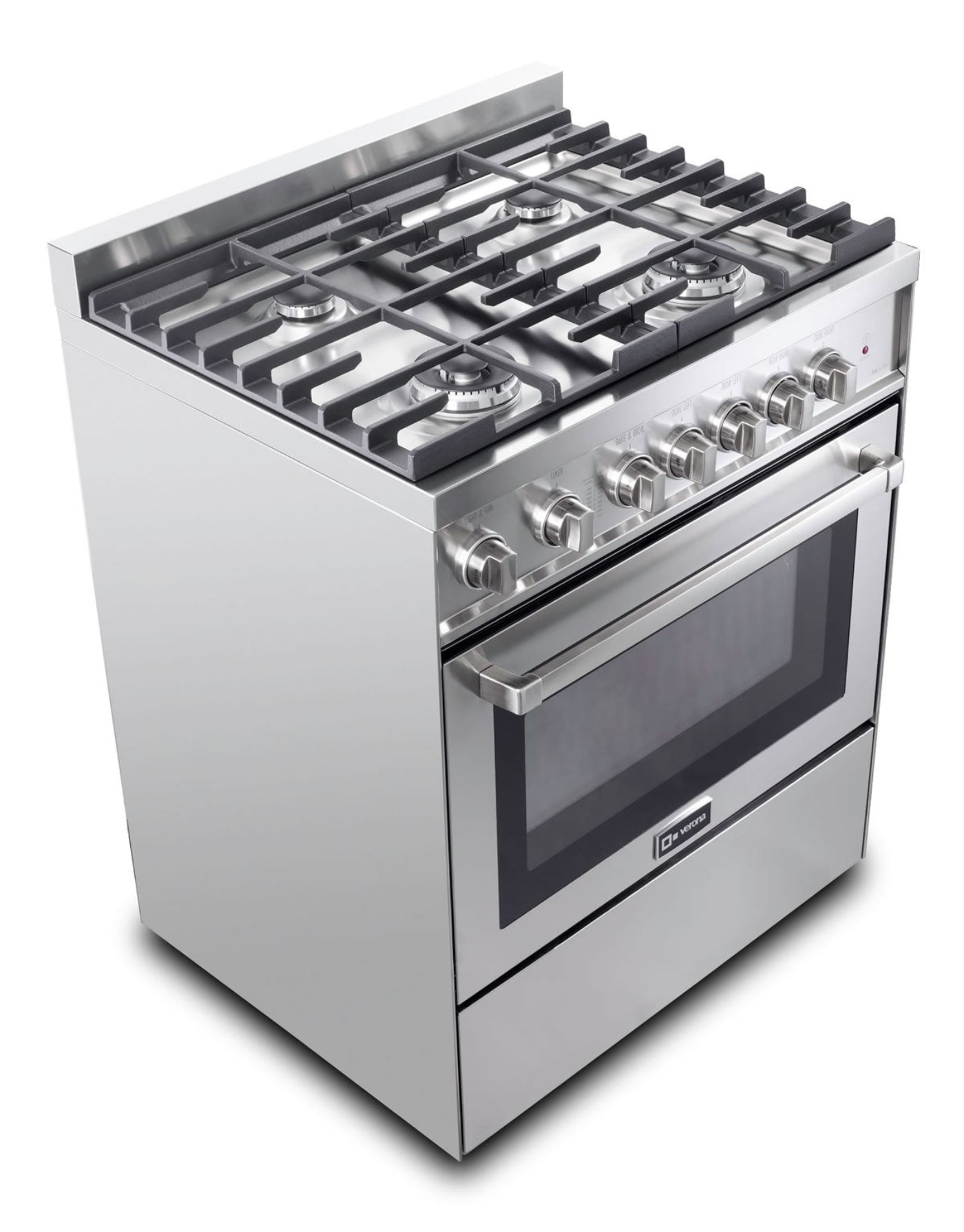 Verona - 30" Gas Range - 4 Burners - Stainless Steel, White, Matte Black - VEFSGG304NSS
