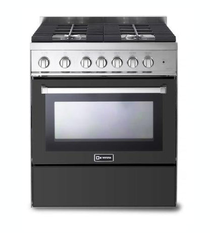 Verona - 30" Gas Range - 4 Burners - Stainless Steel, White, Matte Black - VEFSGG304NSS