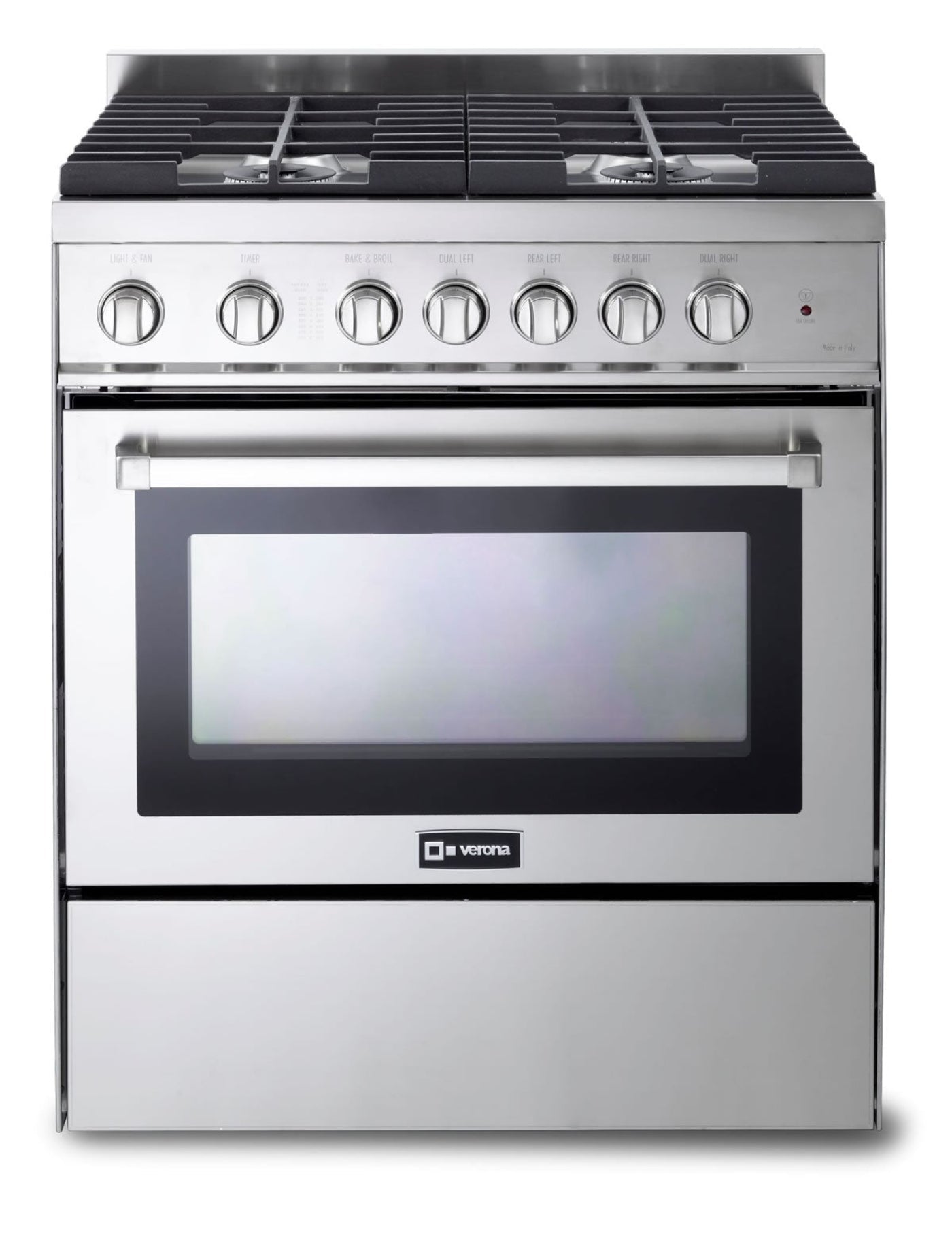 Verona - 30" Gas Range - 4 Burners - Stainless Steel, White, Matte Black - VEFSGG304NSS