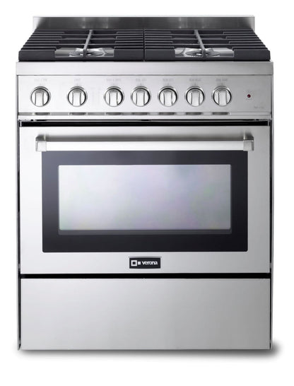 Verona - 30" Gas Range - 4 Burners - Stainless Steel, White, Matte Black - VEFSGG304NSS