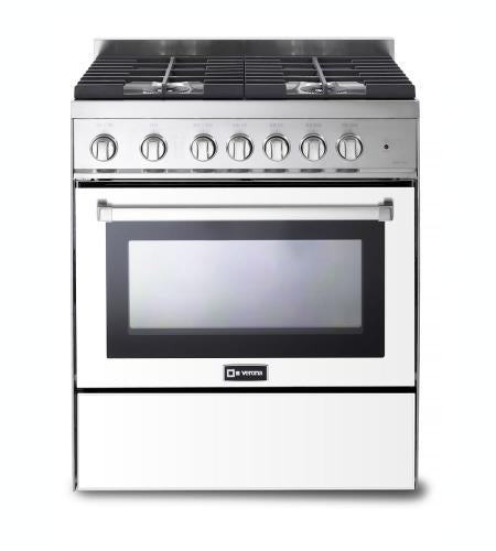 Verona - 30" Gas Range - 4 Burners - Stainless Steel, White, Matte Black - VEFSGG304NSS
