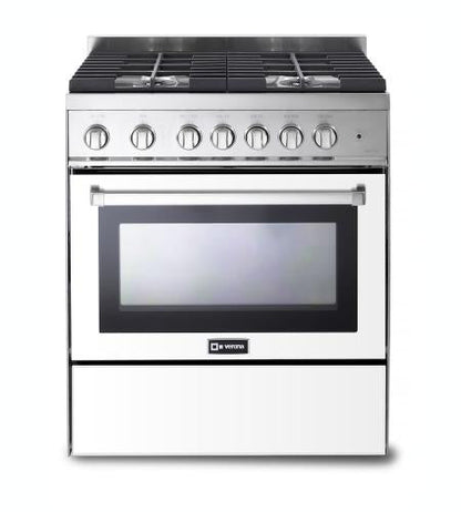 Verona - 30" Gas Range - 4 Burners - Stainless Steel, White, Matte Black - VEFSGG304NSS