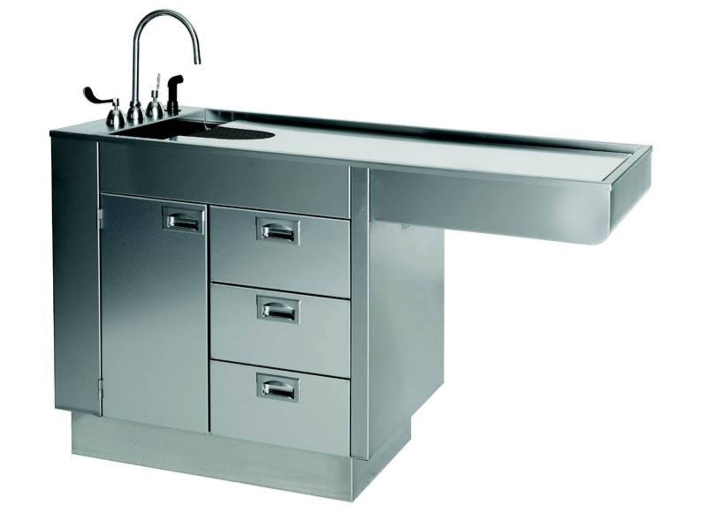 VetLine Stainless Steel 60" Veterinary Wet Table with Storage - TWC-1150-60SS