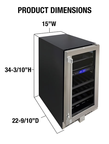 Vinotemp 15-Inch Outdoor Dual-Zone Wine & Beverage Cooler - VT-OUTDR15GD