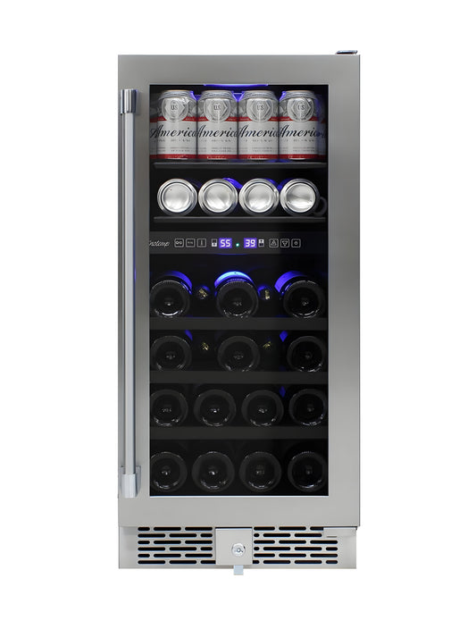 Vinotemp 15-Inch Outdoor Dual-Zone Wine & Beverage Cooler - VT-OUTDR15GD